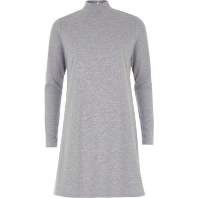 Grey turtleneck swing dress